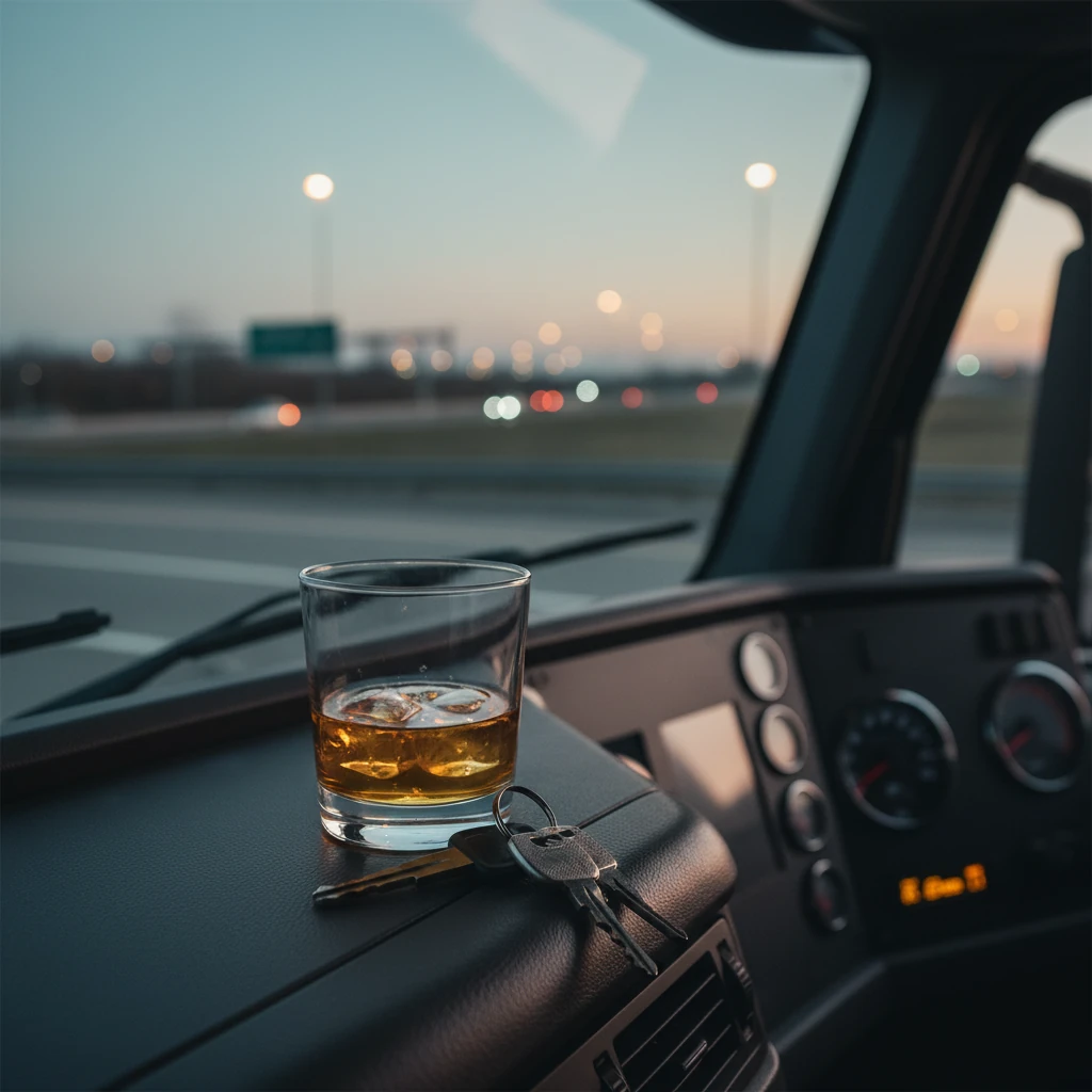 Driver in handcuffs with liquor and car keys, symbolizing a DWI arrest in New York.