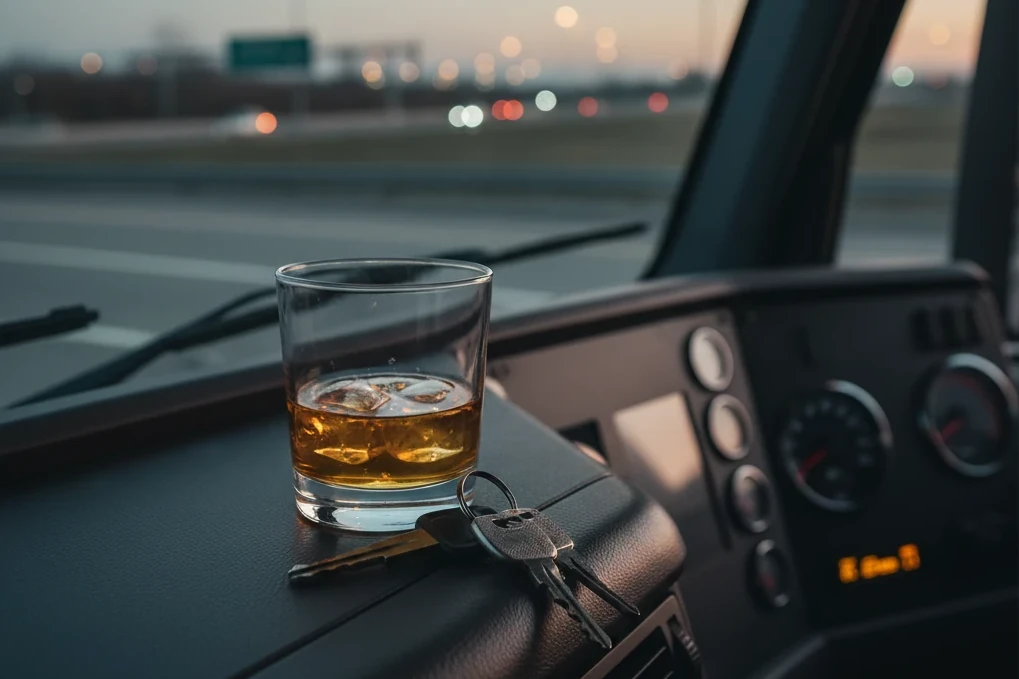 alcohol on dashboard of Commercial motor vehicle
