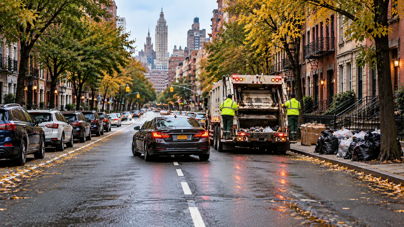 Garbage truck on the road