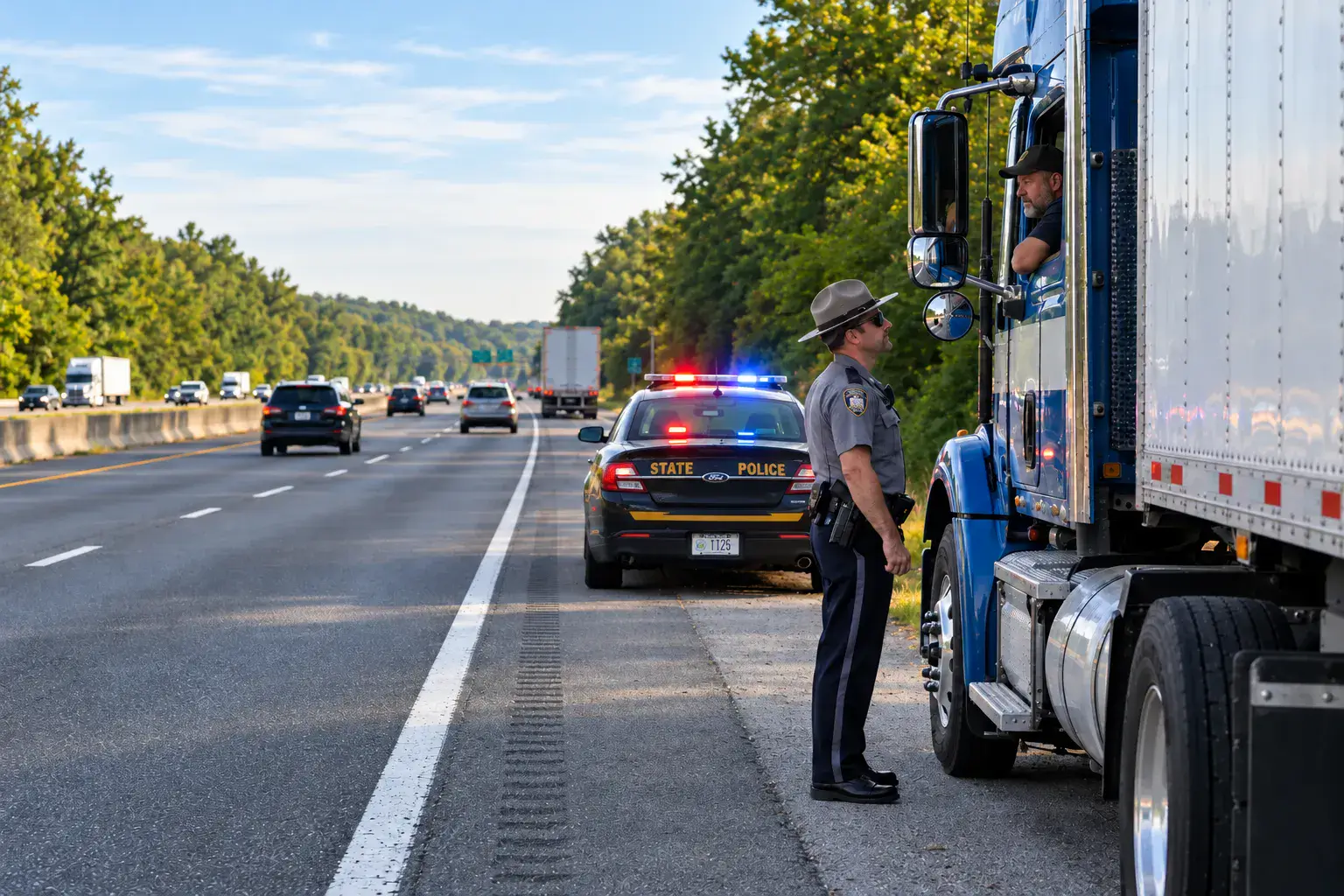 A man driving a Commercial Motor Vehicle pulled over by NY State troope.