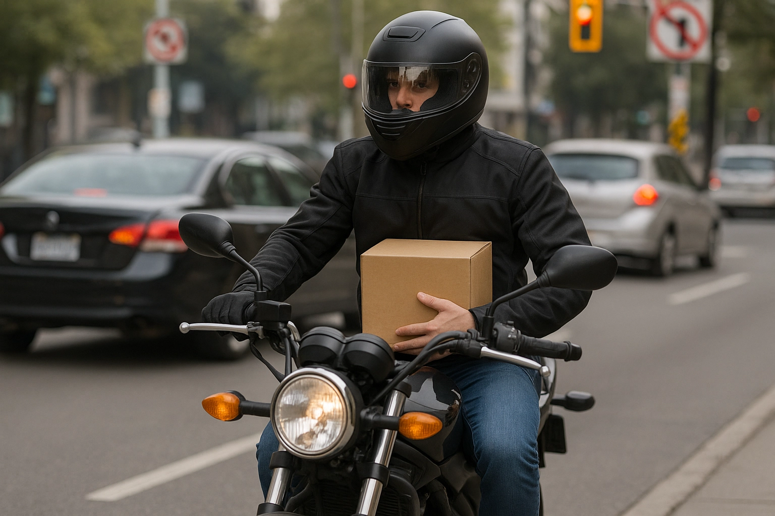 VTL 1251(c): carrying articles preventing both hands on motorcycle handlebars