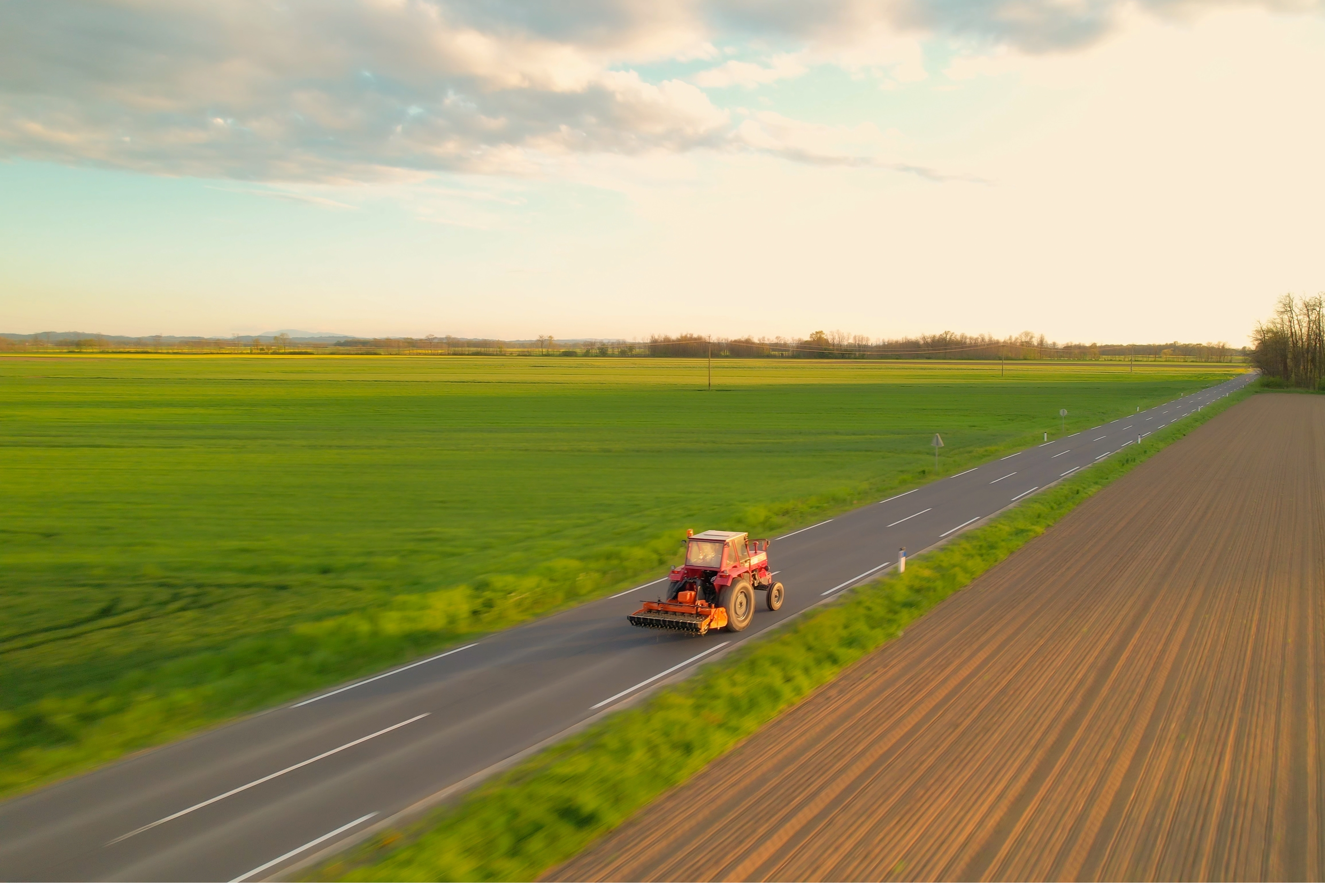 Oversized farm equipment on a rural New York road