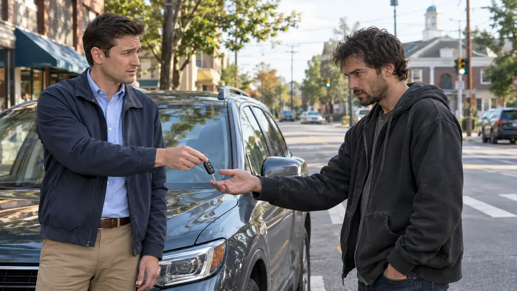 Picture of a person handing keys to an unlicensed driver